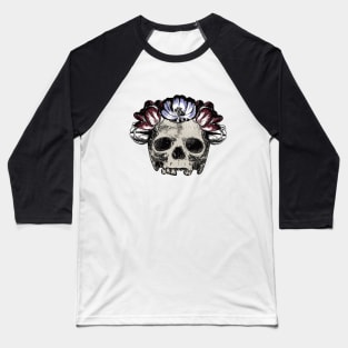 Skull with Tulip Flower Crown - CreateArtHistory Baseball T-Shirt